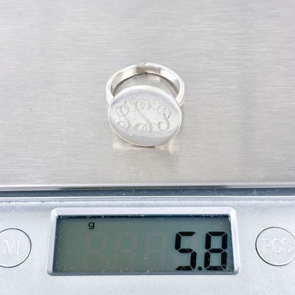 Sterling Silver Monogram Signet Ring | Size 6 | Vintage | Personalized Engraved - Picture 8 of 9